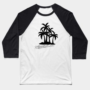 Minimal Black Palm Tree Design Baseball T-Shirt
